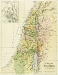 Mapa de Canaán, o Palestina, publicado por A. K. Johnstone